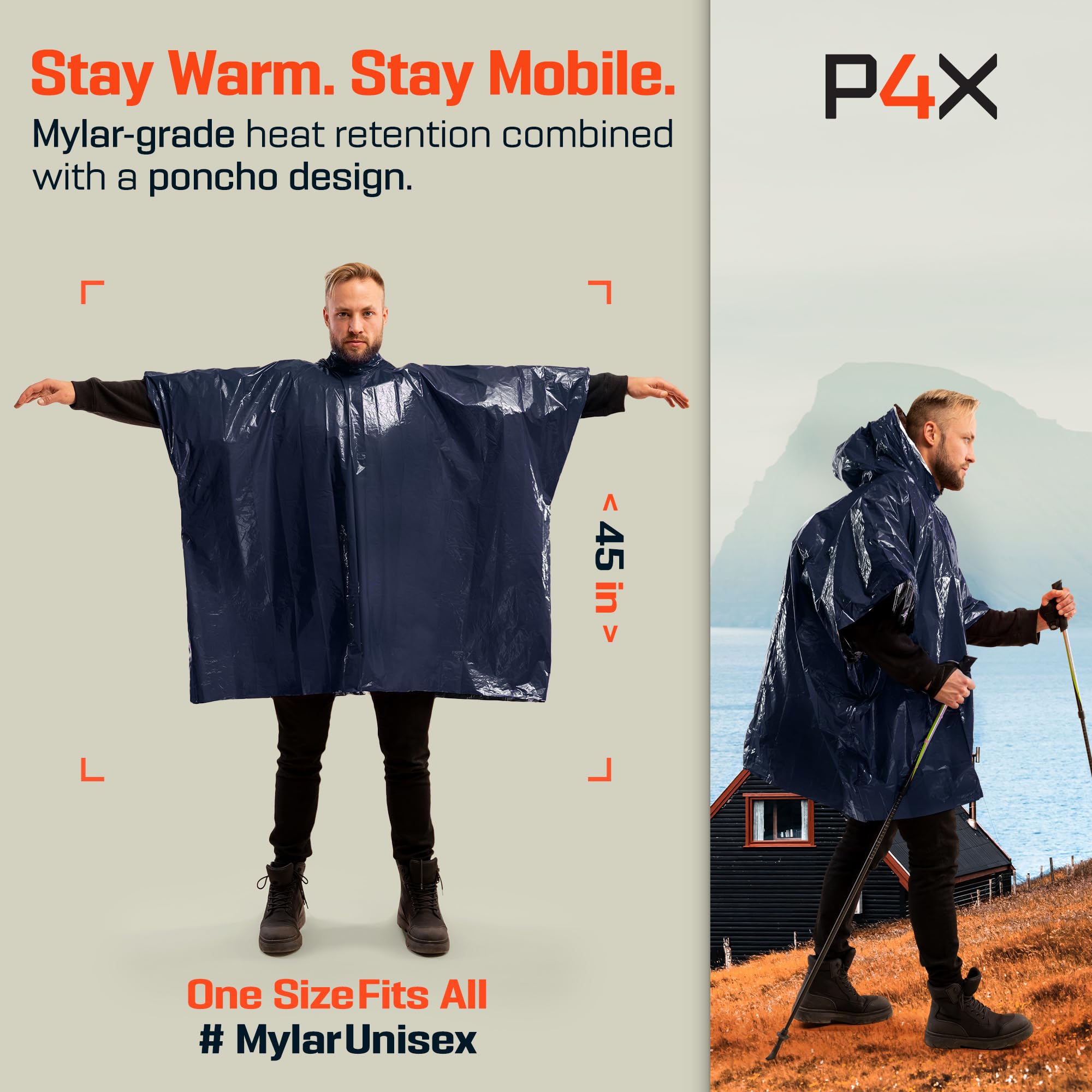 Amazon.com: PREPARED4X Emergency Poncho with Mylar Blanket Liner
